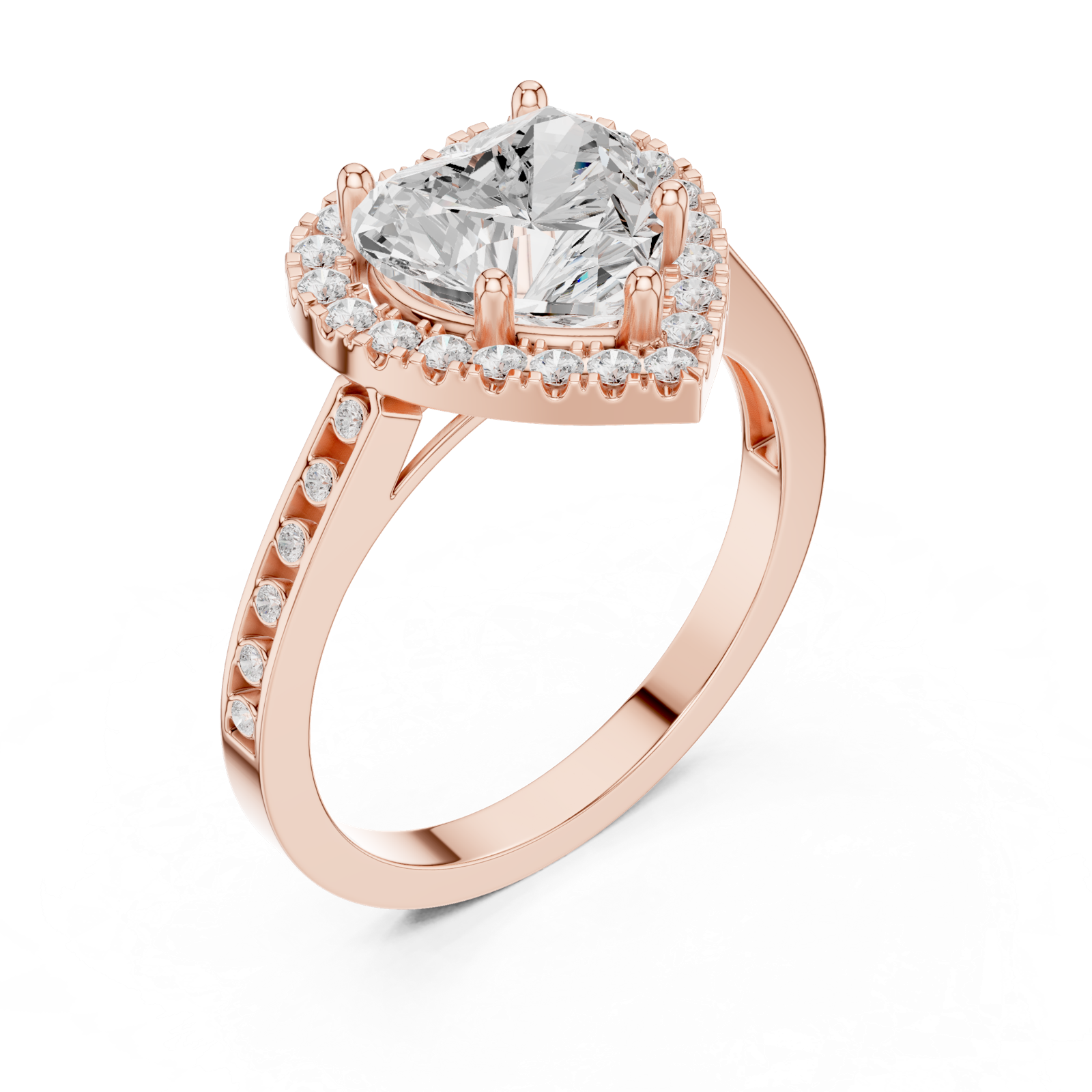 Gold Ring DDLR-349, Heart center stone, Rose Gold, view 2