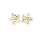 14K Solid Gold Lab Diamond Flower Cluster Earrings, Yellow Gold