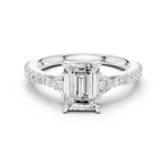 Gold Ring, Emerald center stone, White Gold