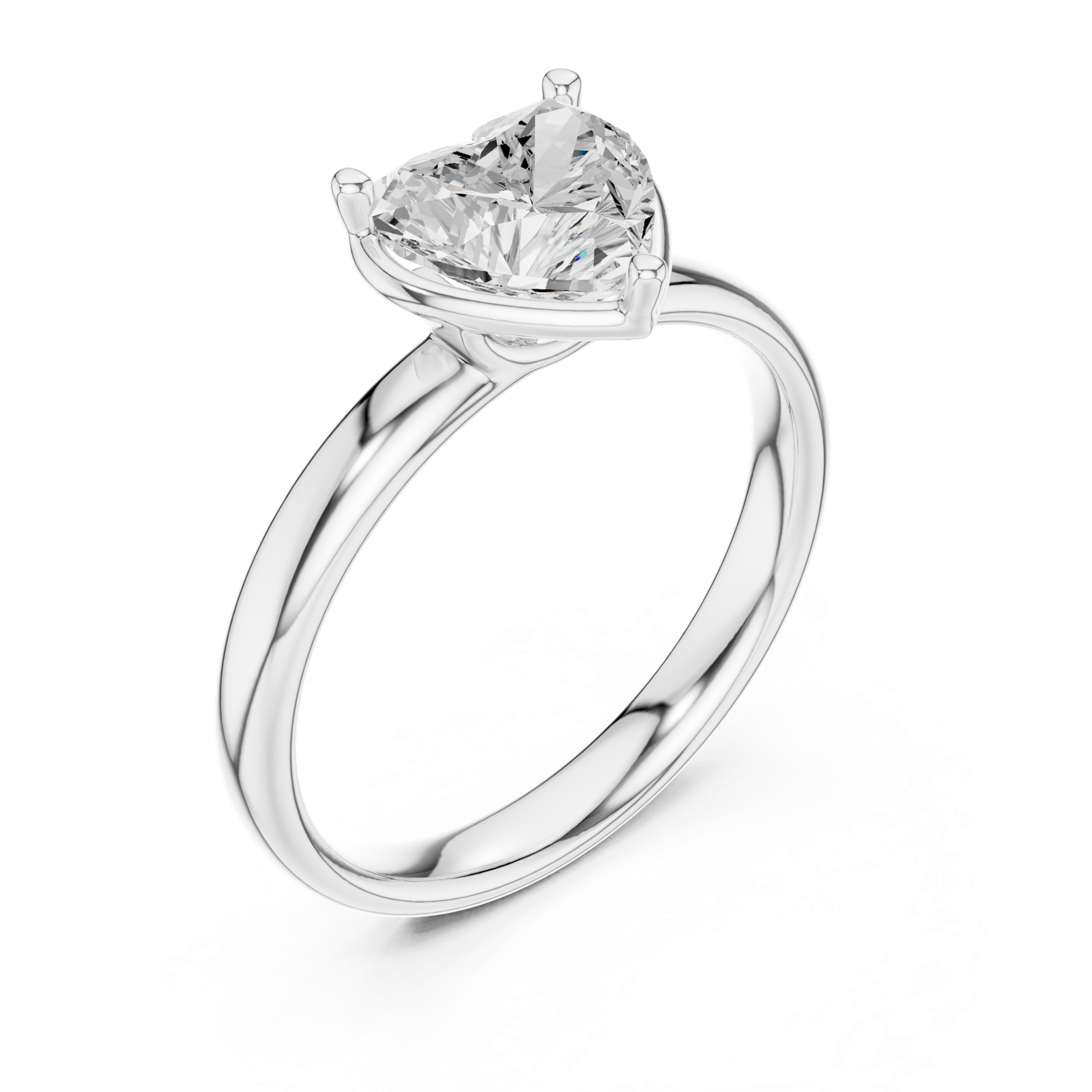 Gold Jewelry L36-10, Heart center stone, White Gold, view 2