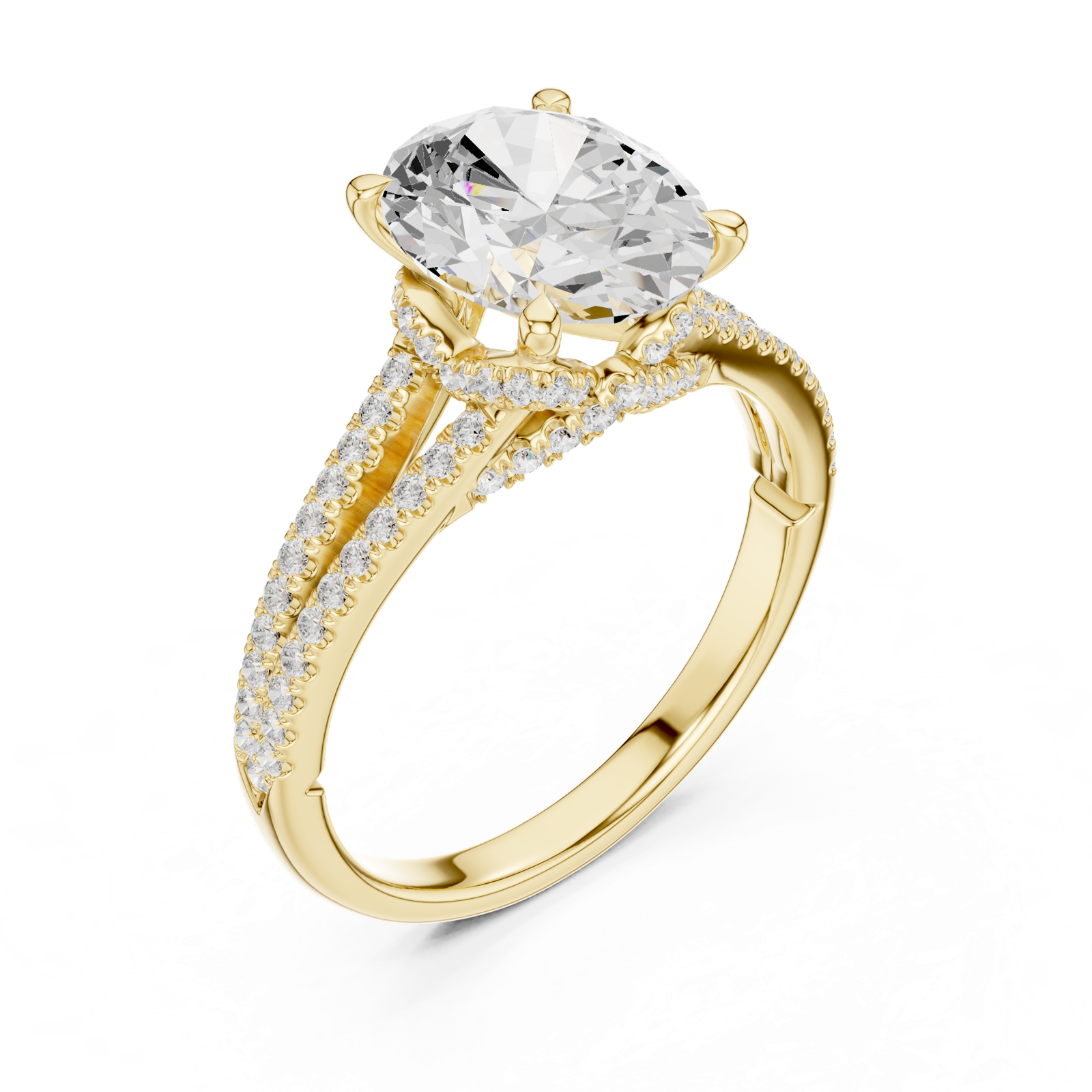 Gold Ring DDLR-252, Oval center stone, Yellow Gold, view 2