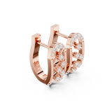 14K Solid Gold Lab Diamond Cluster Earrings, Rose Gold, view 1