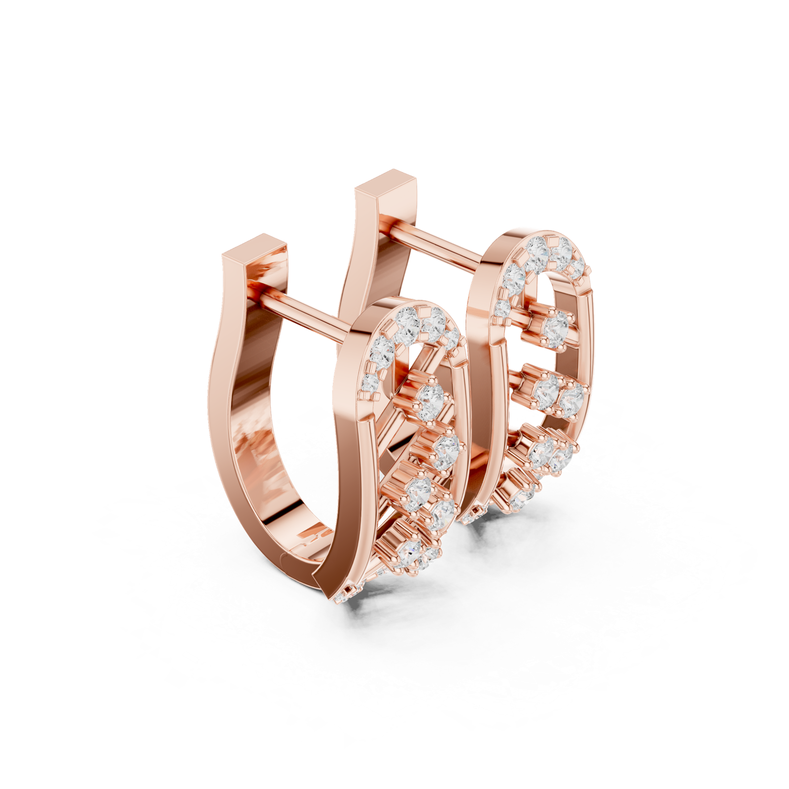 14K Solid Gold Lab Diamond Cluster Earrings, Rose Gold, view 1
