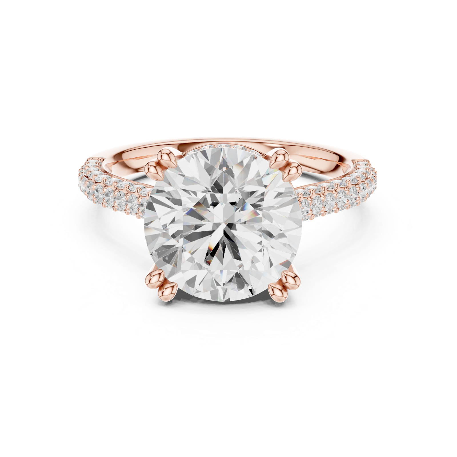 Gold Ring DDLR-260, Round center stone, Rose Gold, view 4