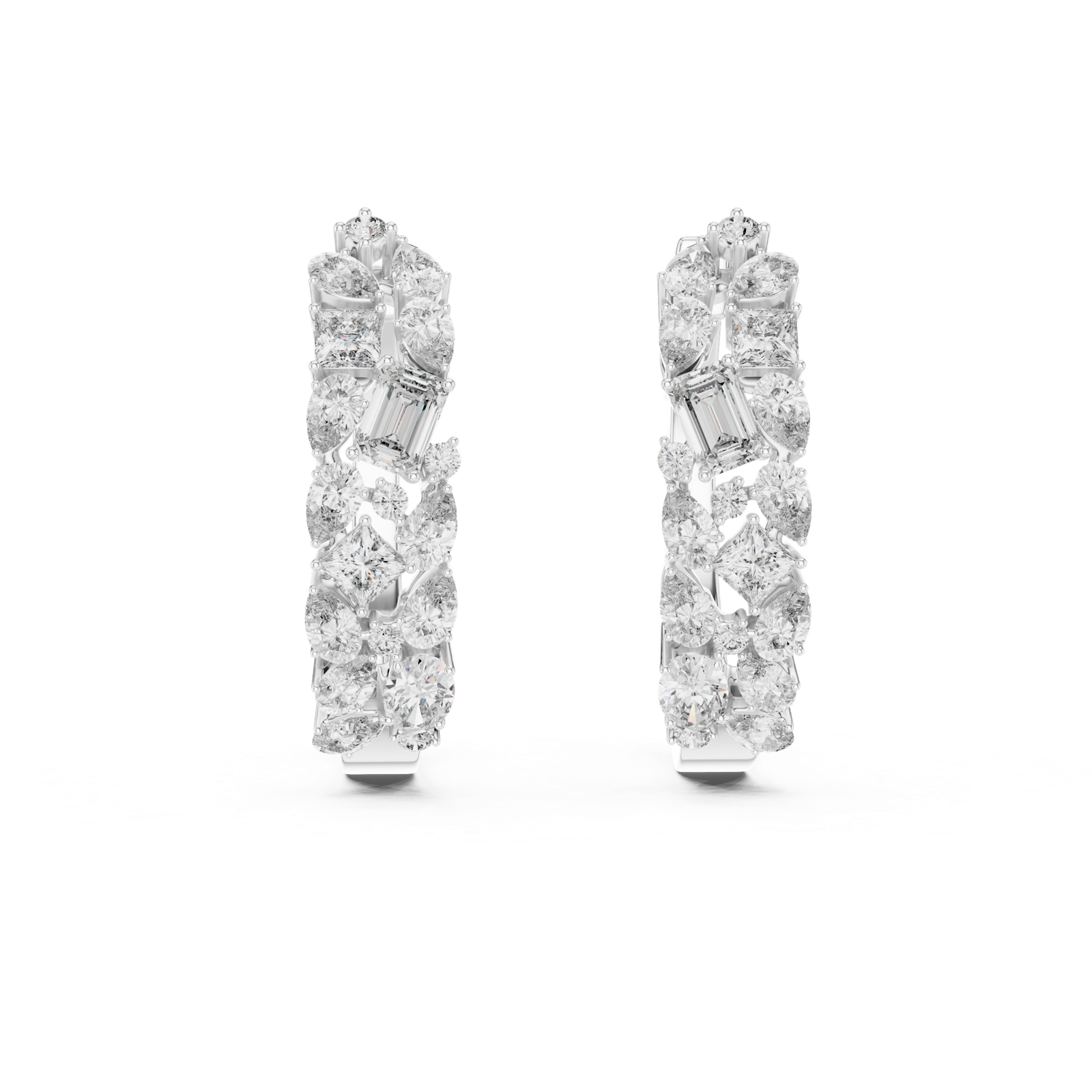 14K Solid Gold Lab Diamond Huggie Earrings, White Gold