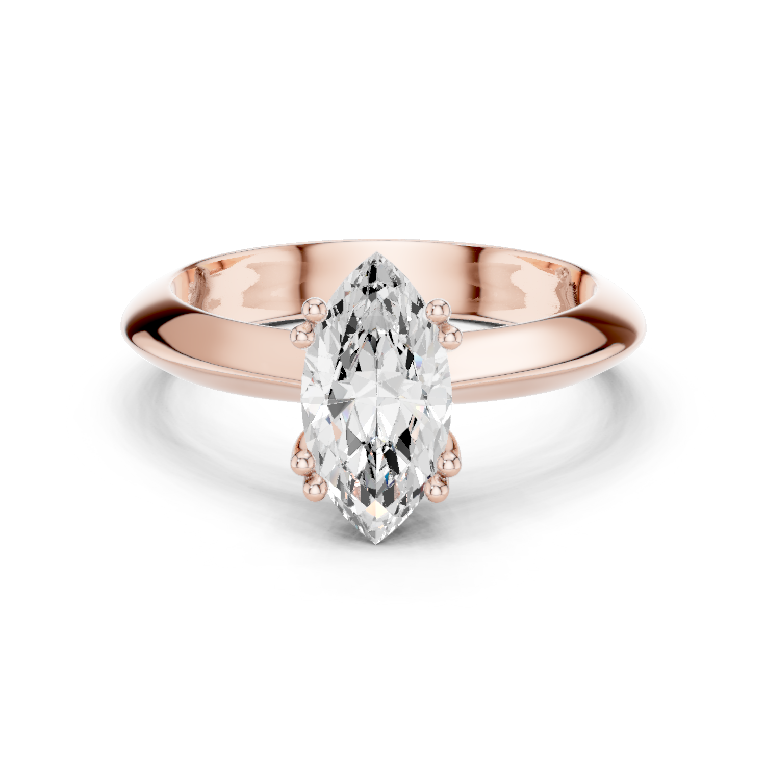 Gold Jewelry L36-8, Marquise center stone, Rose Gold