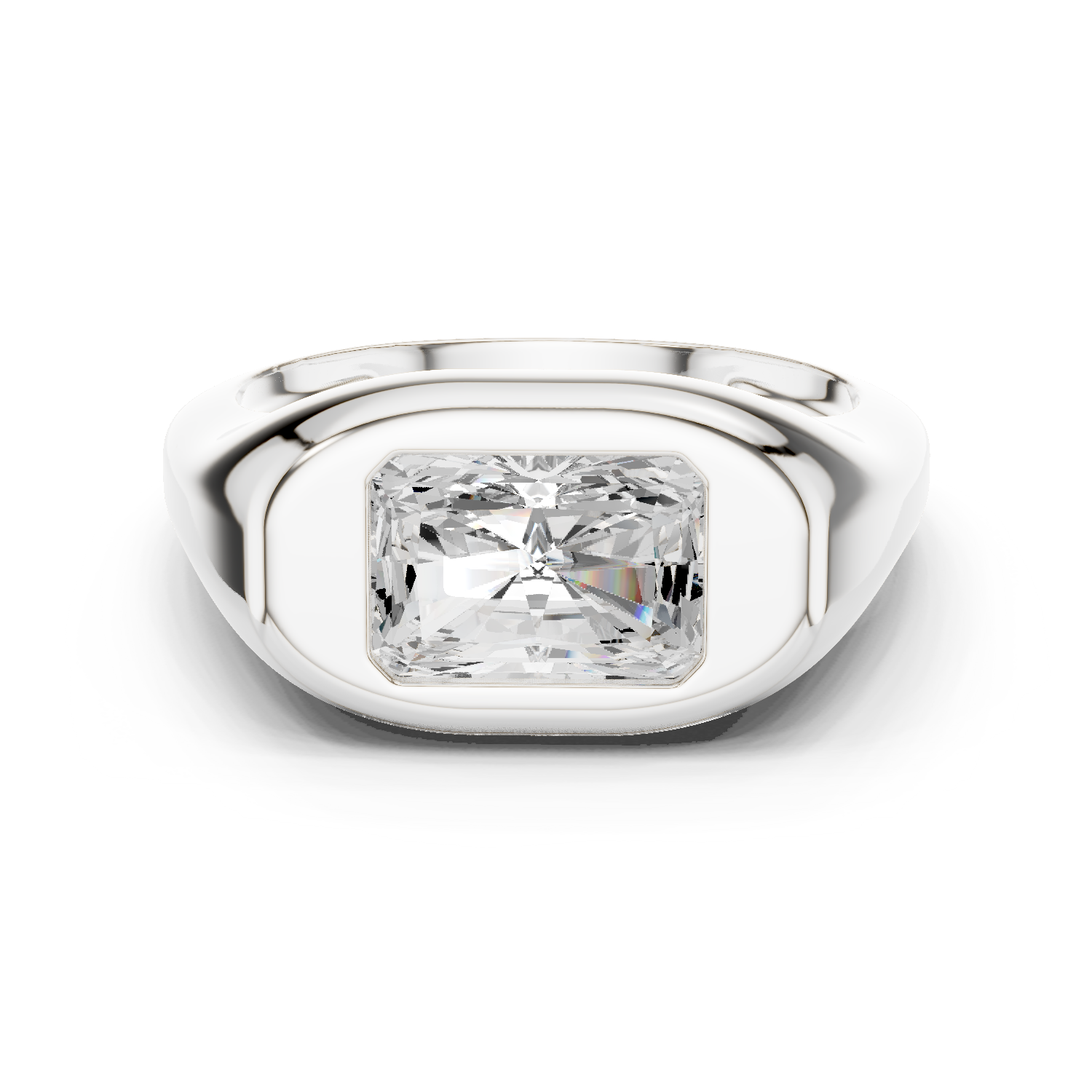 Gold Jewelry L36-4, Radiant center stone, White Gold