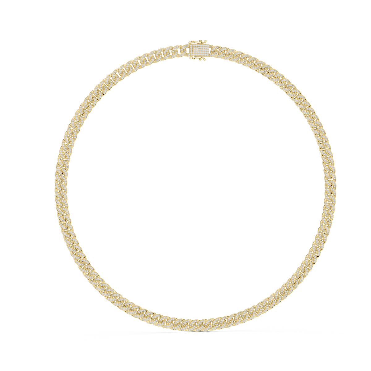 14K Solid Gold Lab Diamond Chain Necklace, Yellow Gold, view 1