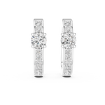 14K Solid Gold Lab Diamond Huggie Earrings, White Gold