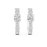 14K Solid Gold Lab Diamond Huggie Earrings, White Gold