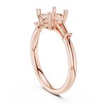 Gold Three-Stone Baguette Engagement Ring, Cushion center stone, Rose Gold, view 1