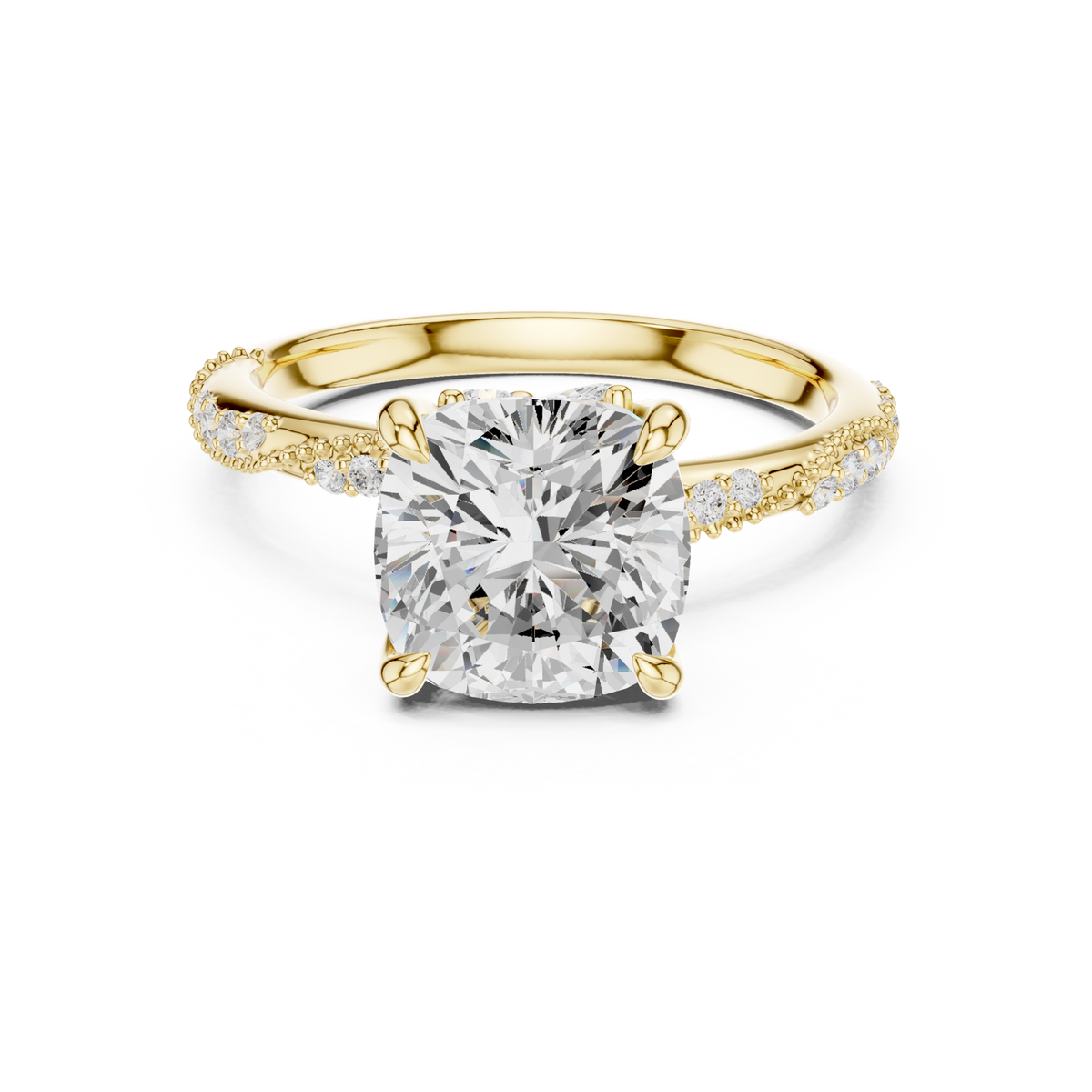 14K Solid Gold Lab Diamond Solitaire Ring, Yellow Gold
