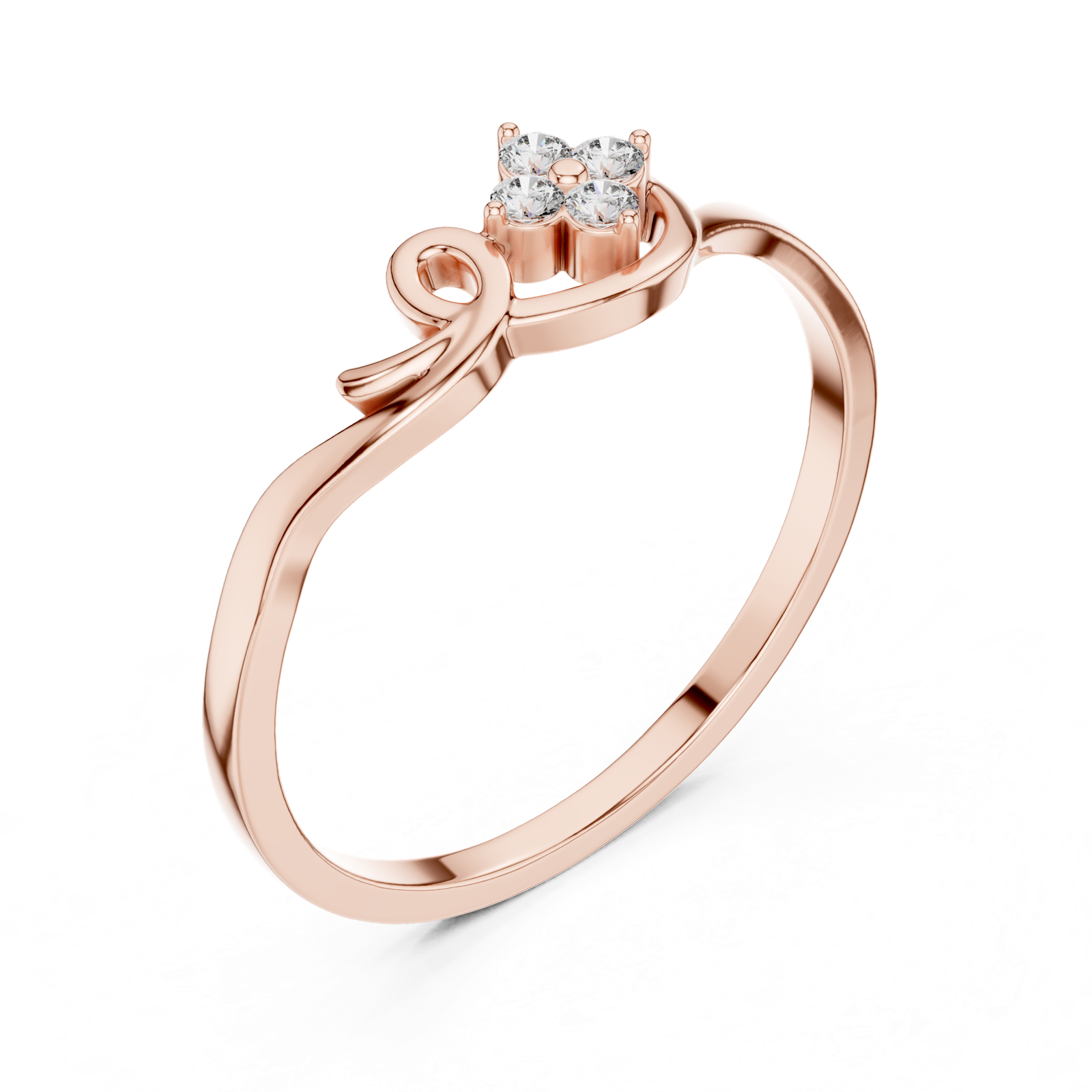 Gold Ring DR-6174, Rose Gold, view 2