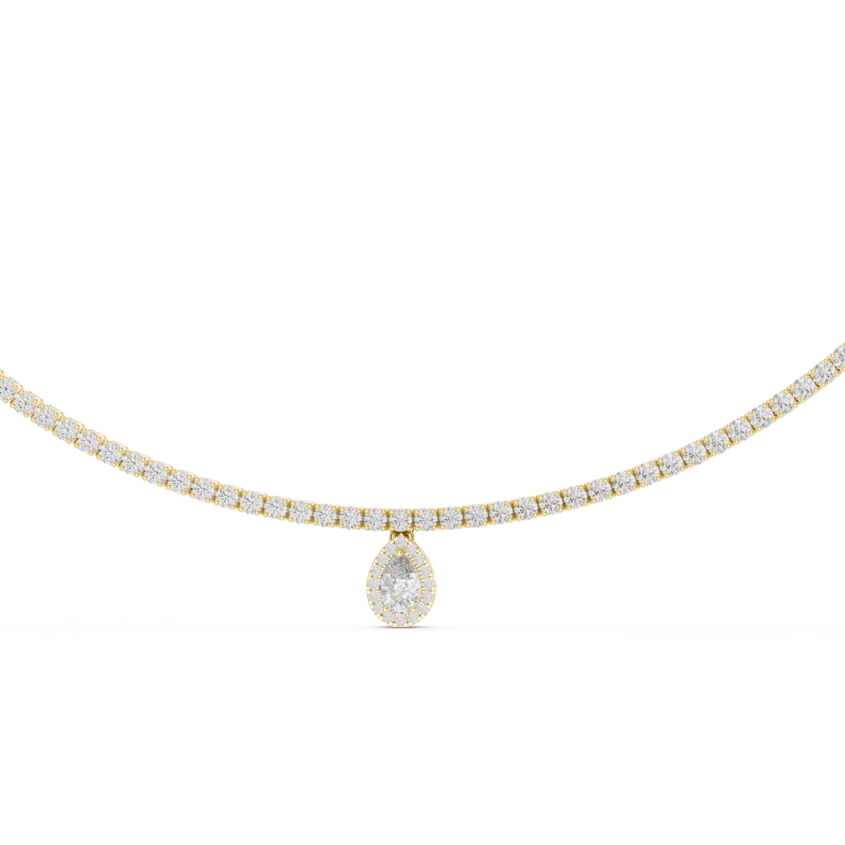 14K Solid Gold Lab Diamond Tennis Necklace, Yellow Gold, view 4