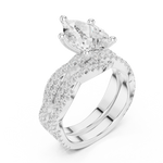Gold Ring DDLR-300, Pear center stone, White Gold, view 2
