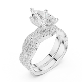 Gold Ring DDLR-300, Pear center stone, White Gold, view 2