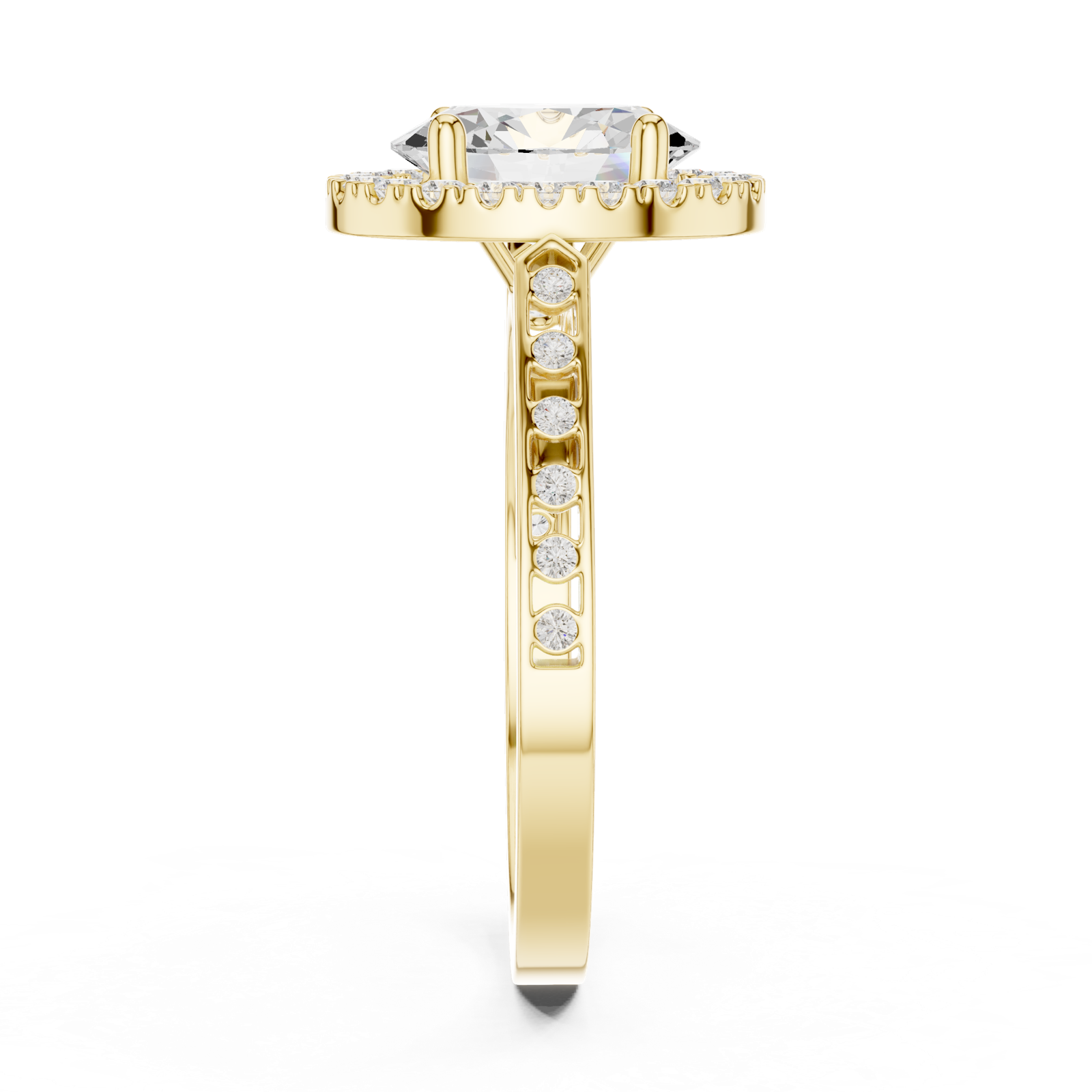 Gold Ring DDLR-349, Oval center stone, Yellow Gold, view 3