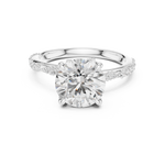 Gold Ring DDLR-167, Round center stone, White Gold, view 4
