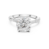 Gold Ring DDLR-167, Round center stone, White Gold, view 4