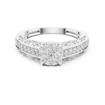 14K Solid Gold Lab Diamond Halo Ring, White Gold