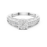 14K Solid Gold Lab Diamond Halo Ring, White Gold