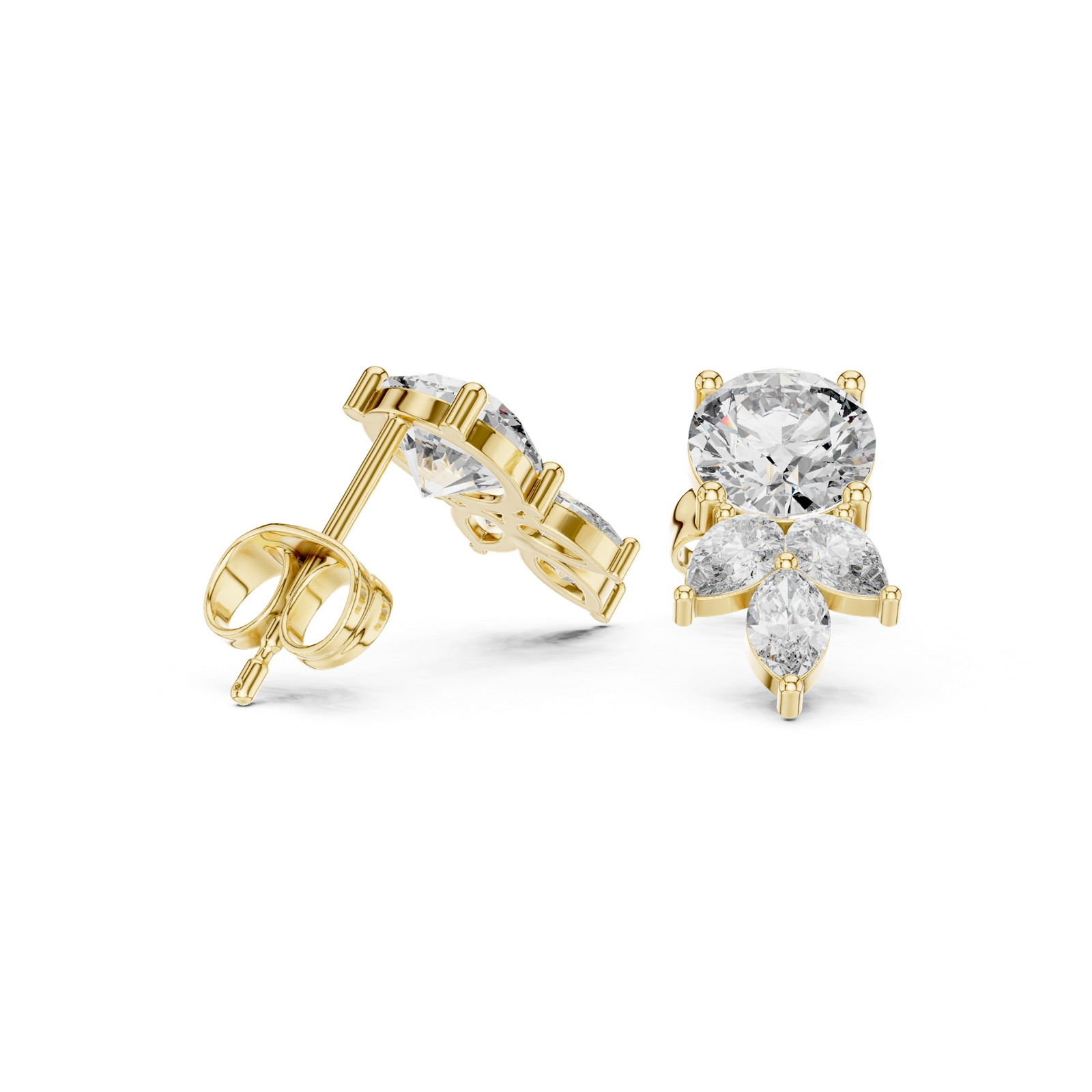 14K Solid Gold Lab Diamond Drop Earrings, Yellow Gold, view 1