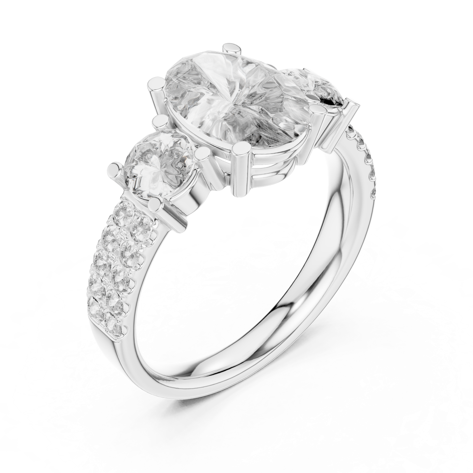 Gold Ring L03-689, White Gold, view 2