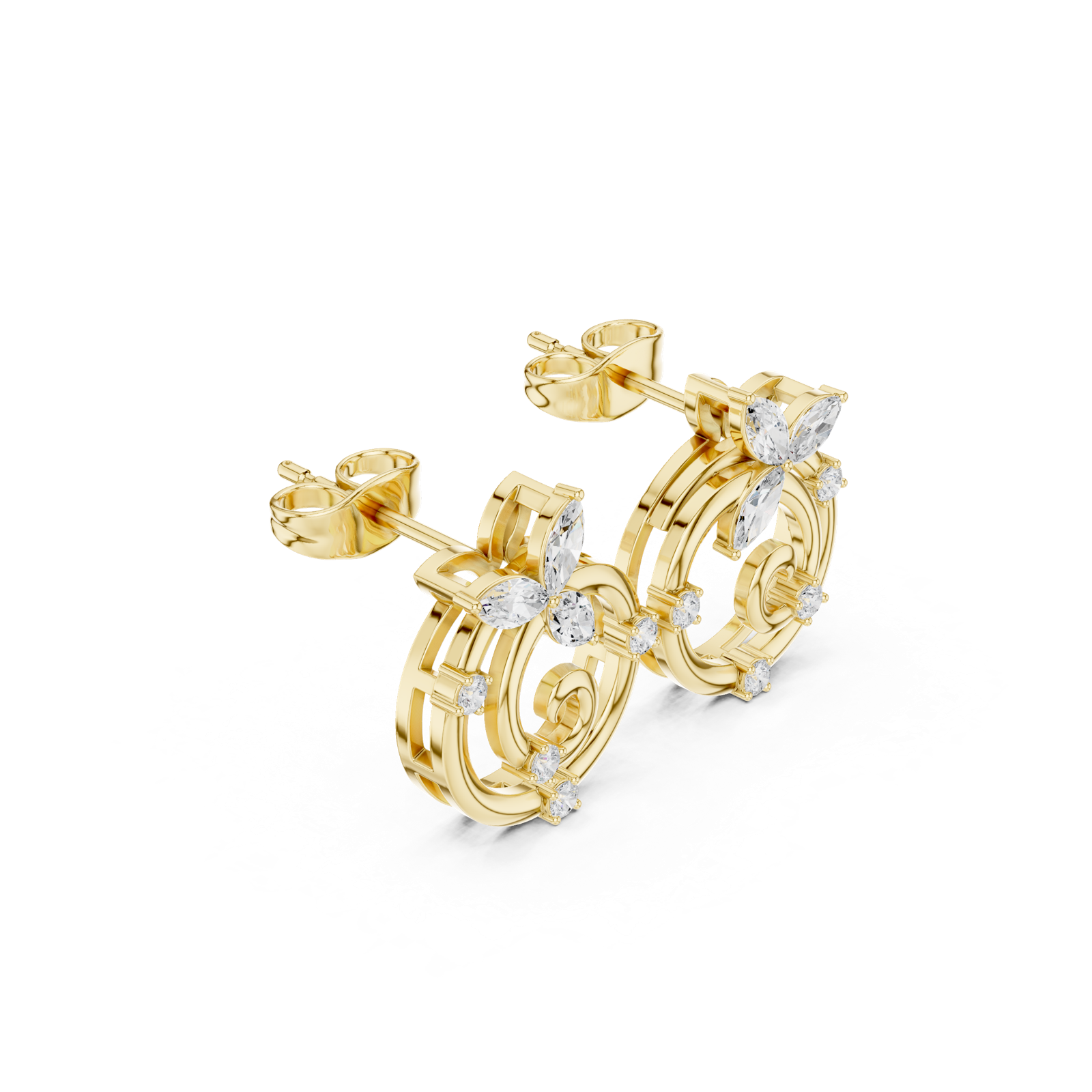 Gold Earrings AOMER105111, Yellow Gold, view 1