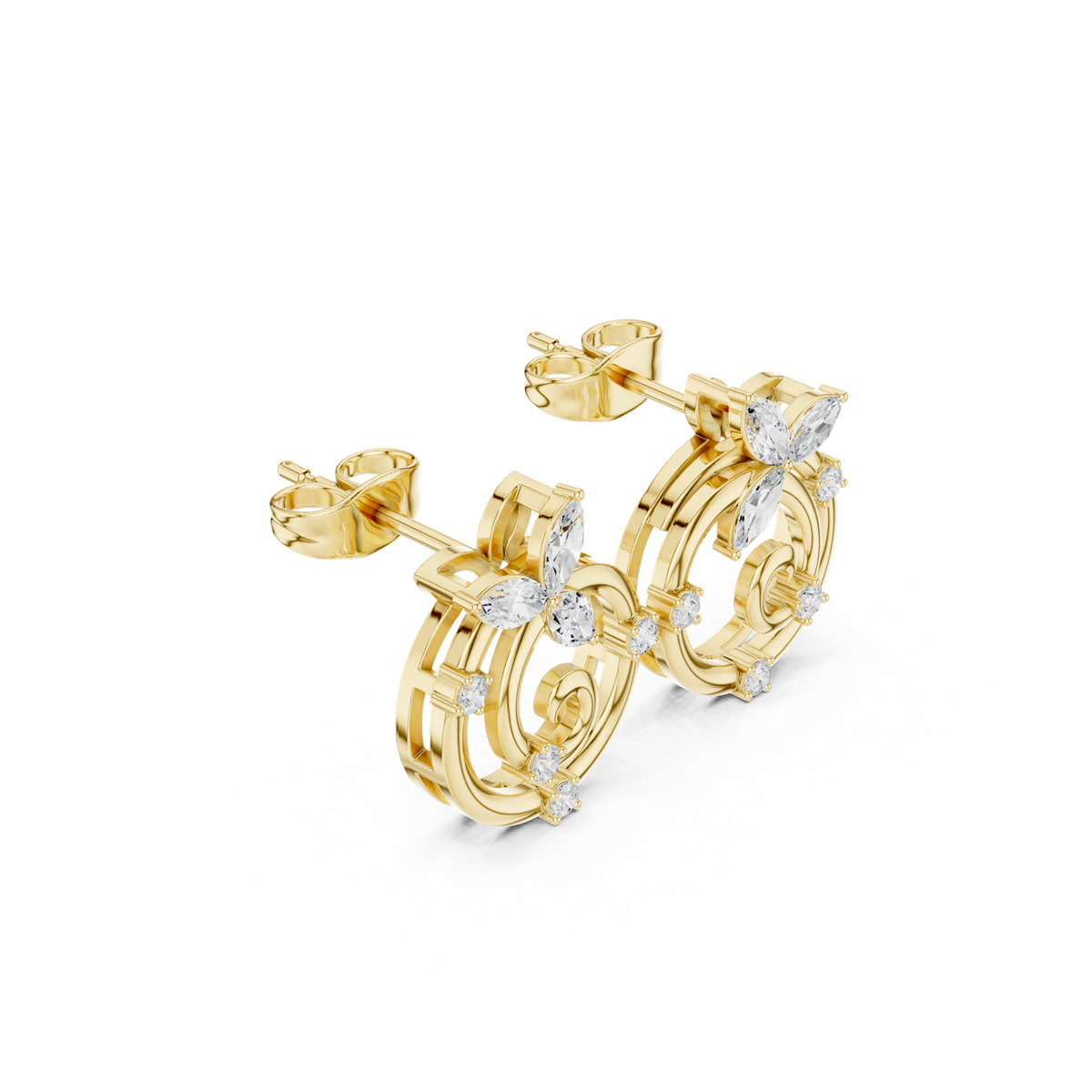Gold Earrings AOMER105111, Yellow Gold, view 1