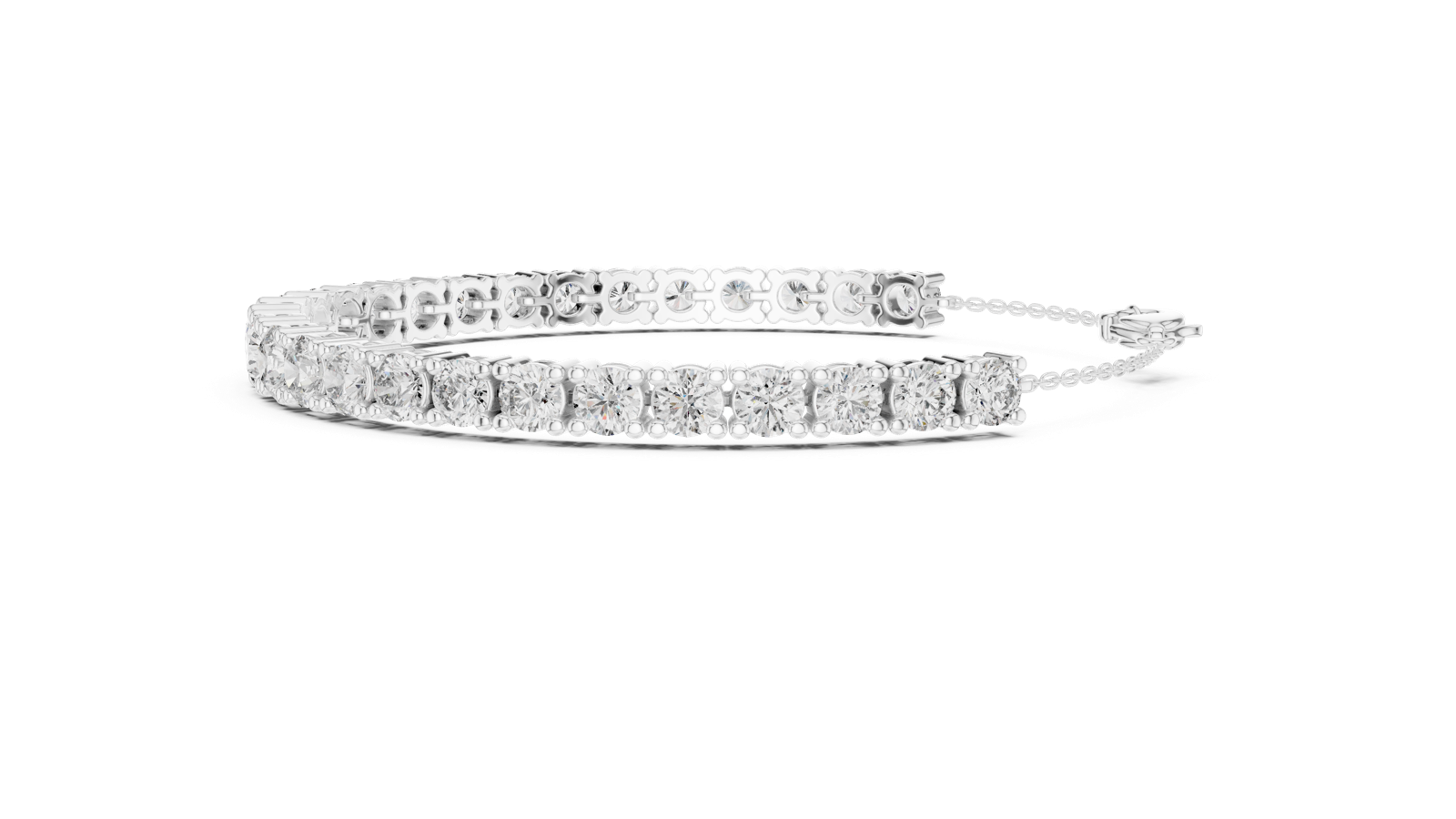 14K Solid Gold Lab Diamond Bracelet, White Gold, view 3