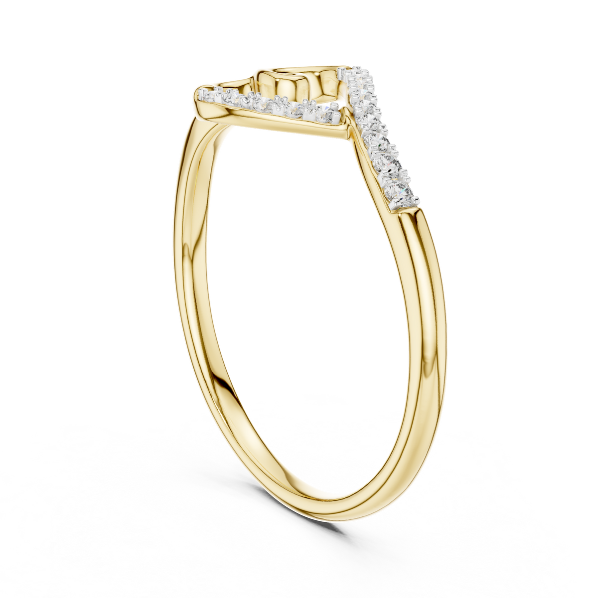14K Solid Gold Lab Diamond Heart Twist Ring, Yellow Gold, view 1