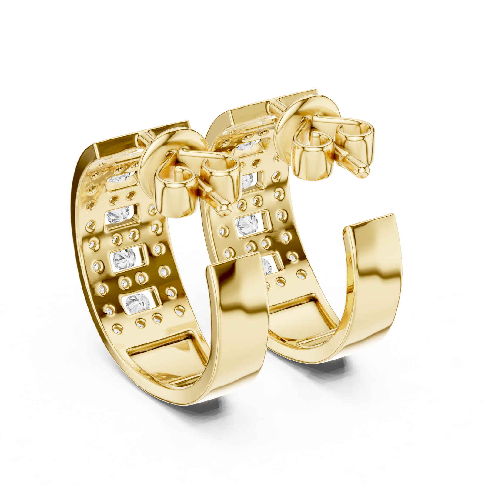 Gold Earrings L03-2, Yellow Gold, view 3
