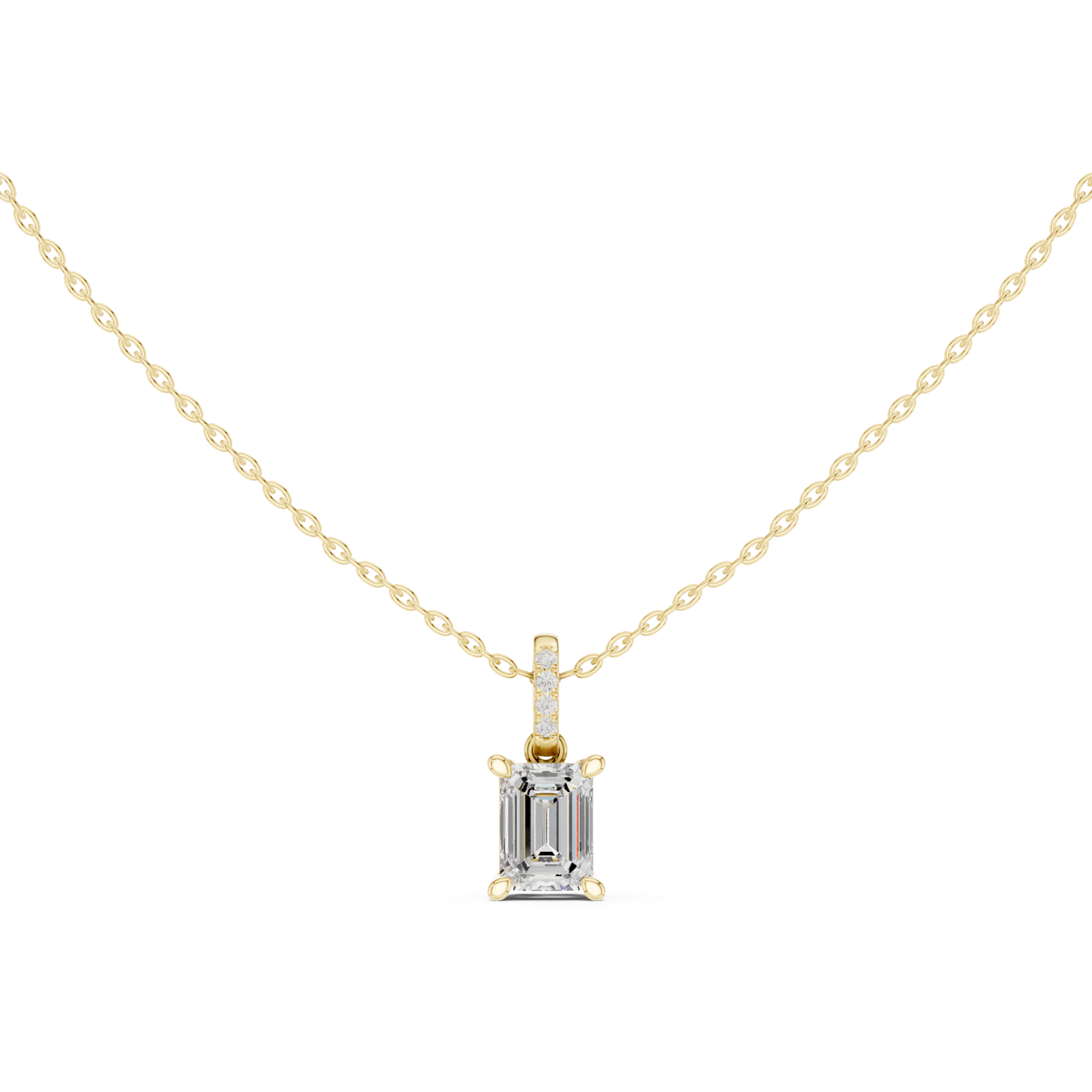 Gold Jewelry, Emerald center stone, Yellow Gold, view 4