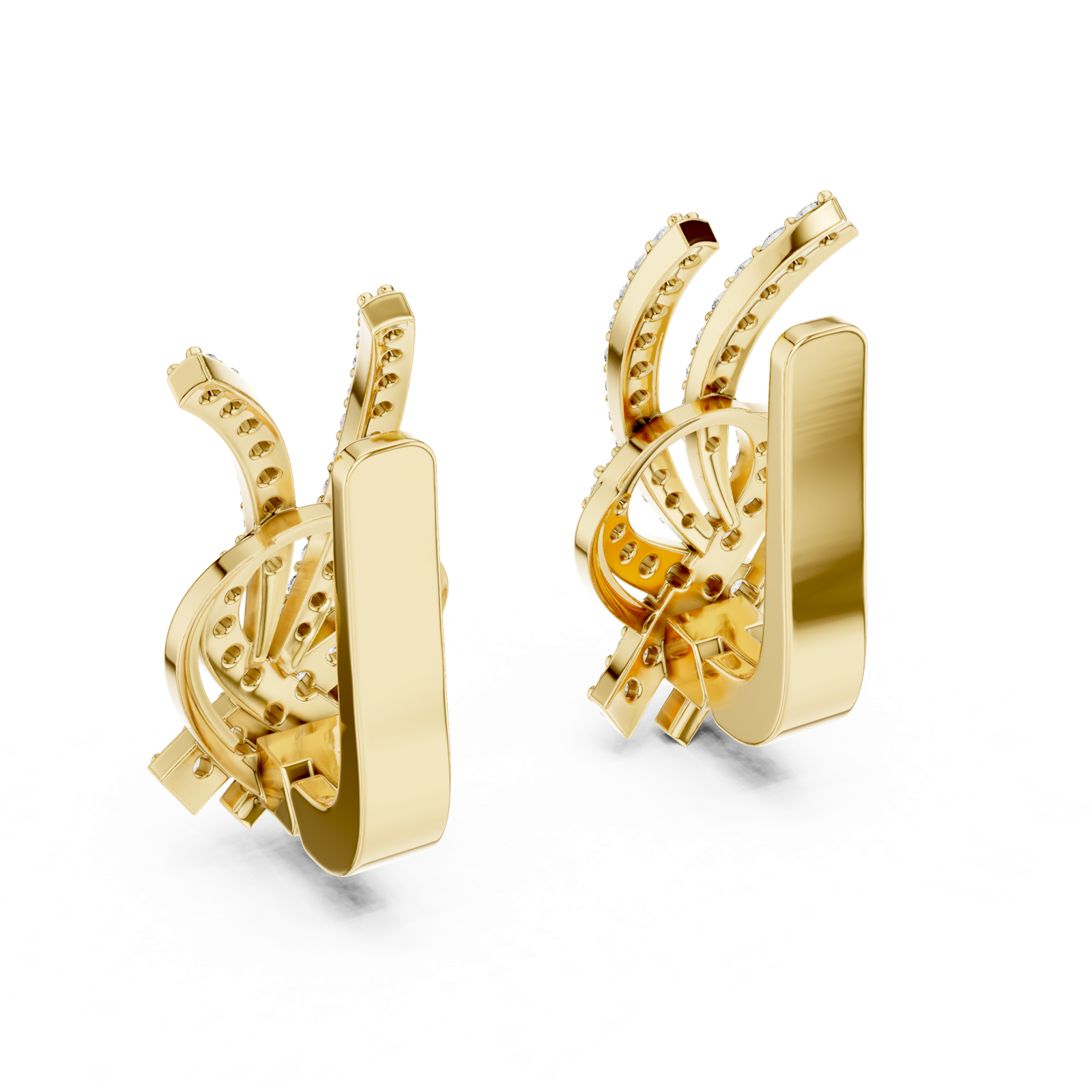 Gold Earrings L03-26, Yellow Gold, view 3