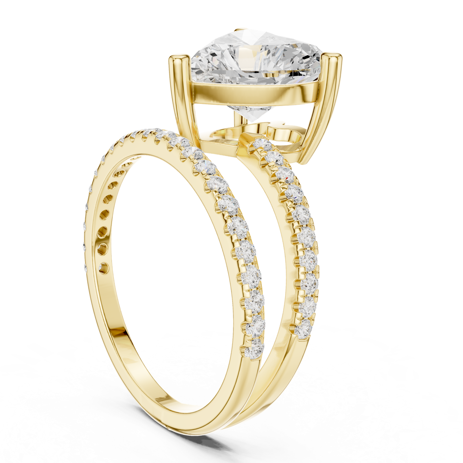 Gold Jewelry L35-39, Heart center stone, Yellow Gold, view 1