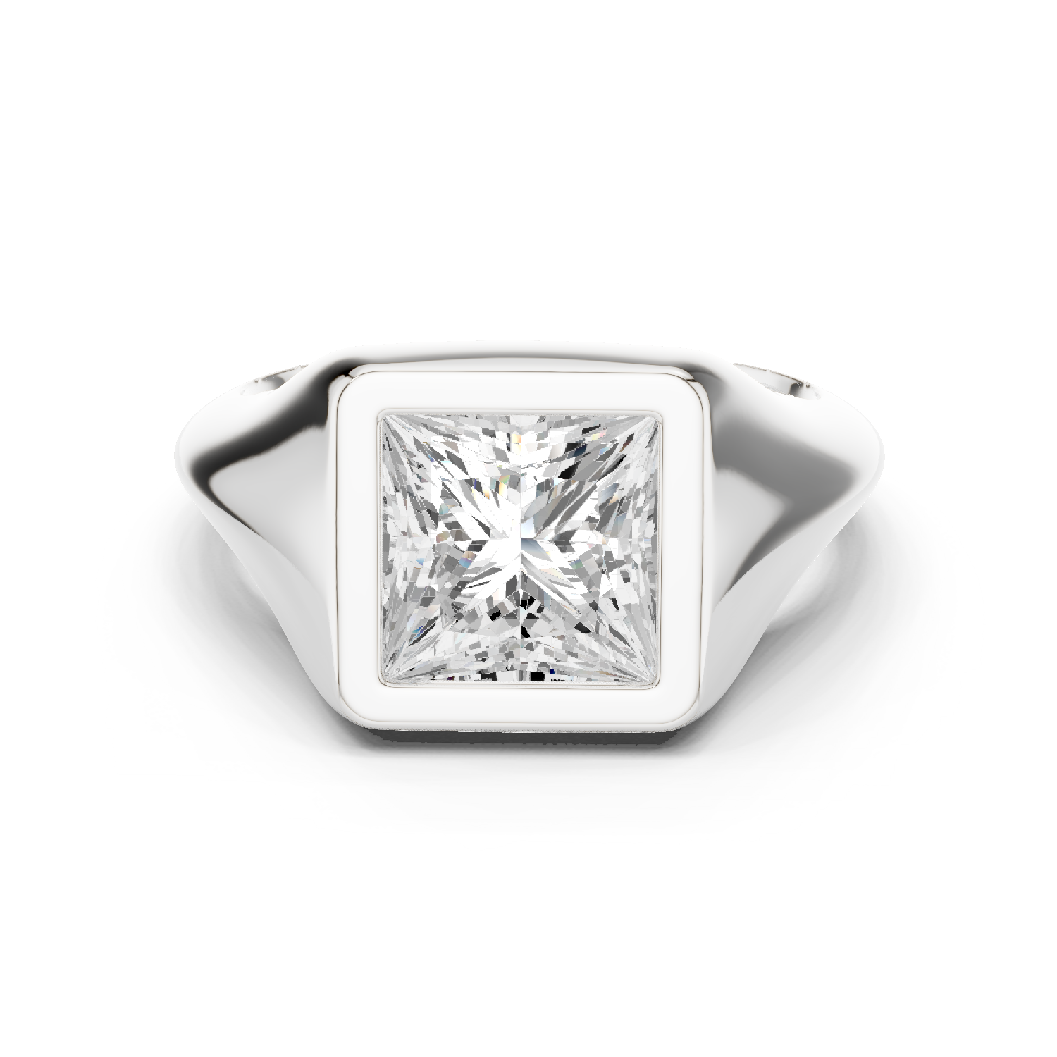 Gold Jewelry L36-4, Princess center stone, White Gold