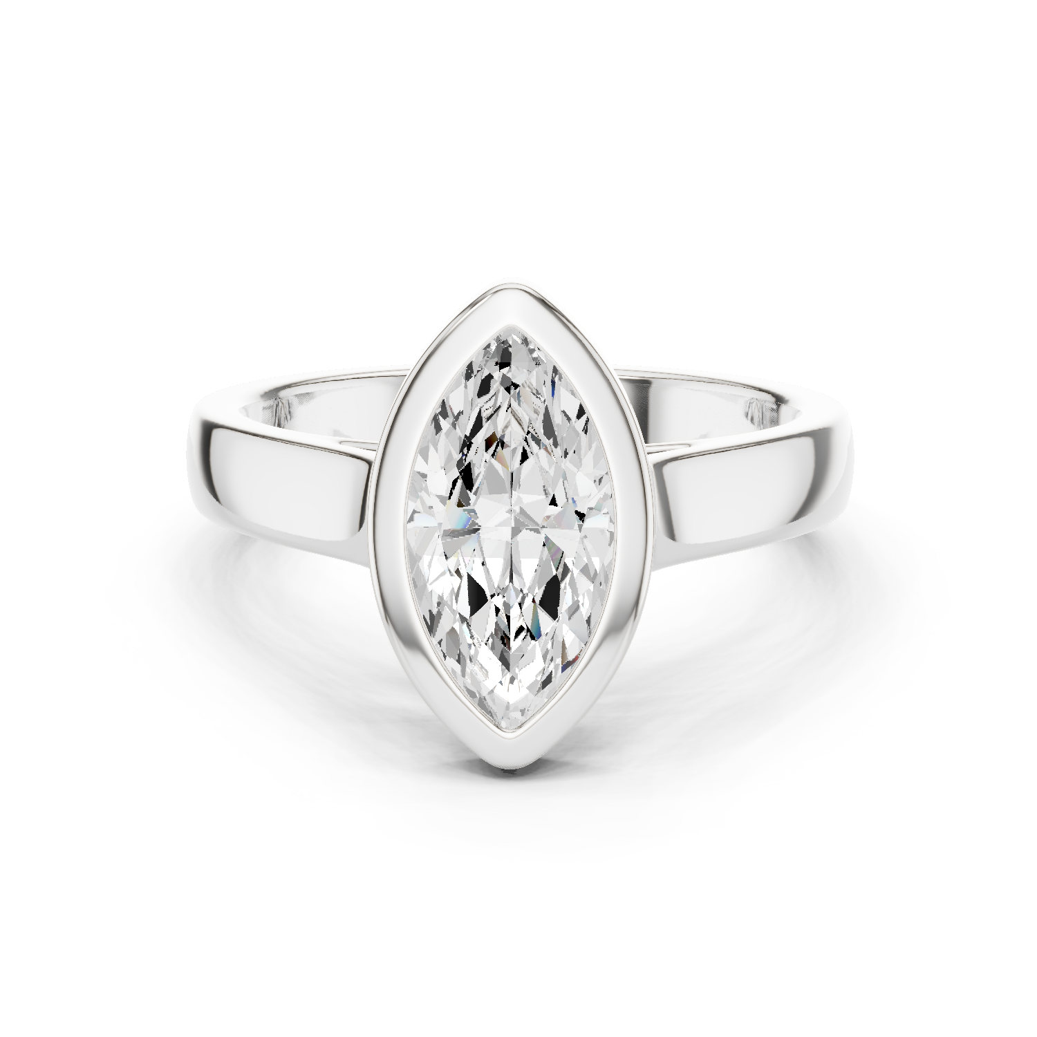 Gold Jewelry L36-3, Marquise center stone, White Gold