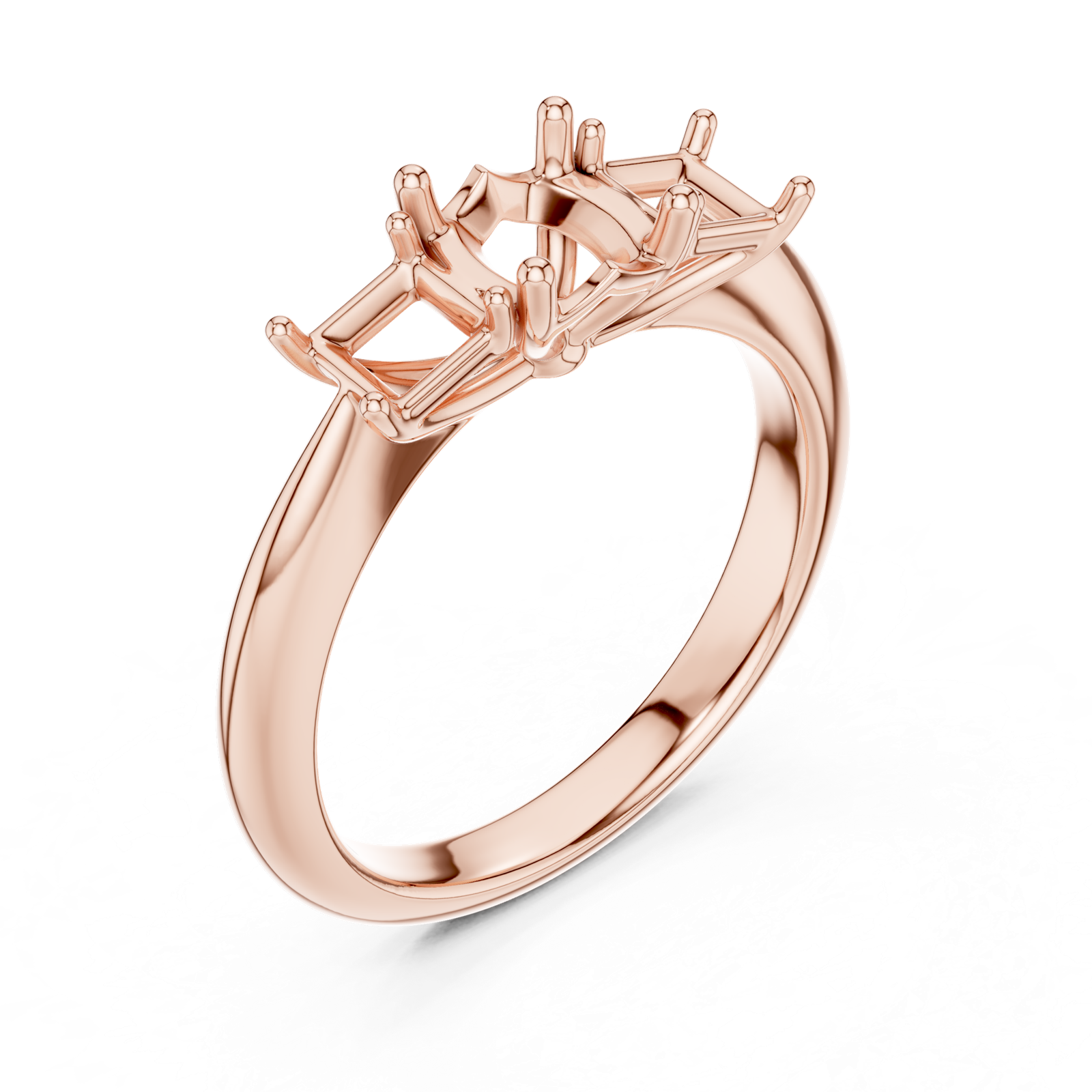 Gold Ring DDLR-044, Cushion center stone, Rose Gold, view 2
