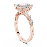Gold Ring, Emerald center stone, Rose Gold, view 1