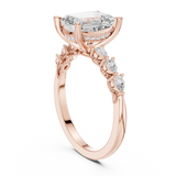 Gold Ring, Emerald center stone, Rose Gold, view 1