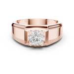 14K Solid Gold Lab Diamond Solitaire Ring, Rose Gold