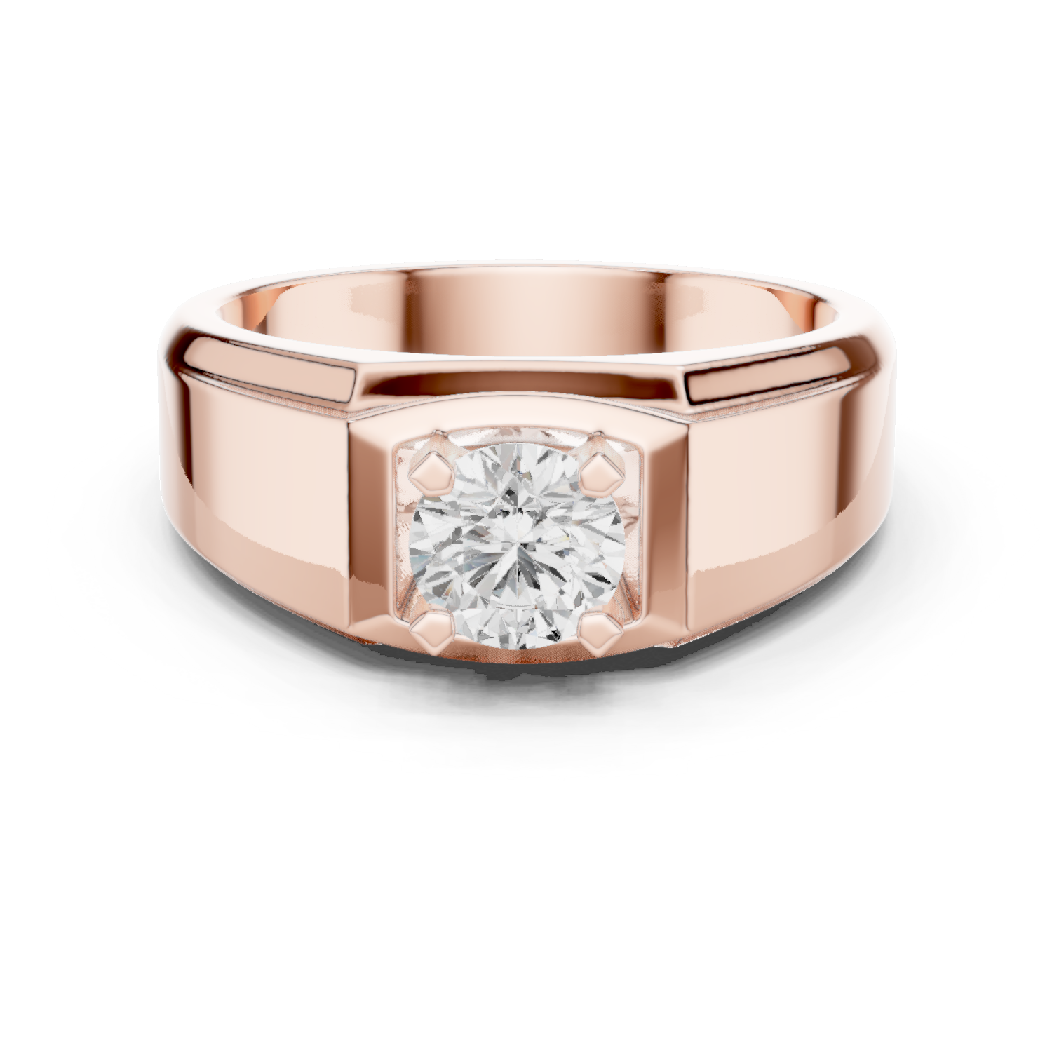 14K Solid Gold Lab Diamond Solitaire Ring, Rose Gold