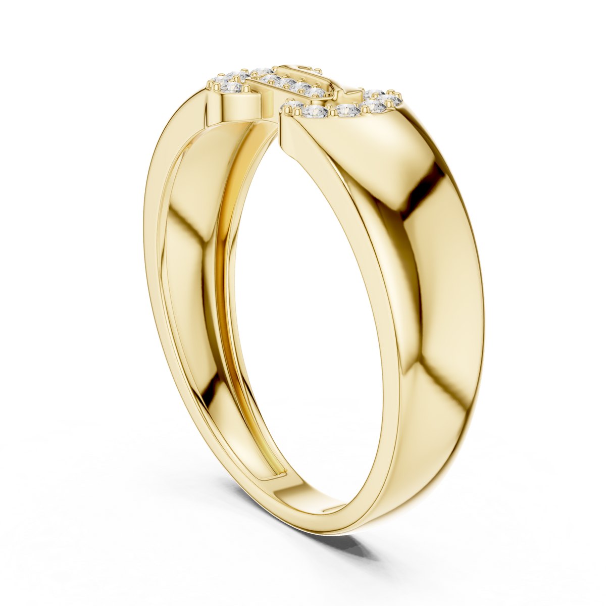 14K Solid Gold Lab Diamond Cluster Ring, Yellow Gold, view 1