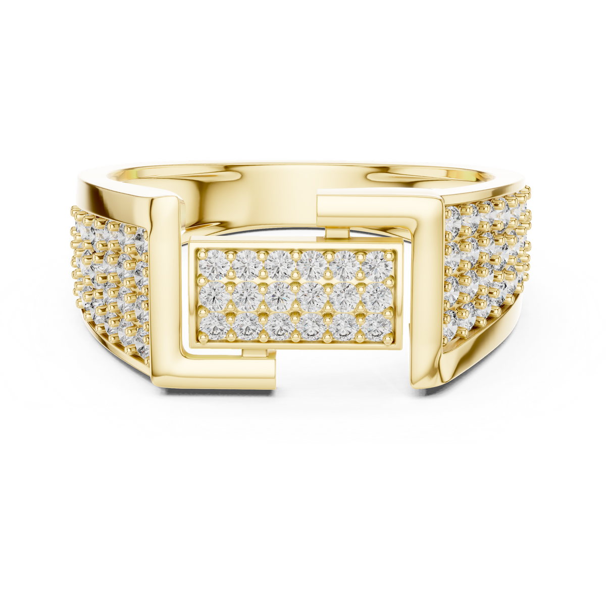 14K Solid Gold Lab Diamond Signet Ring, Yellow Gold