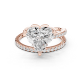 Gold Jewelry L35-39, Heart center stone, Rose Gold
