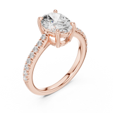 Gold Ring DDLR-039, Oval center stone, Rose Gold, view 2