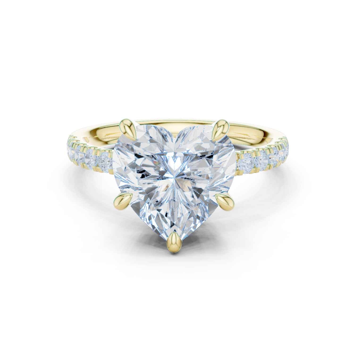 Gold Ring DDLR-259, Heart center stone, Yellow Gold
