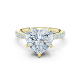 Gold Ring DDLR-259, Heart center stone, Yellow Gold