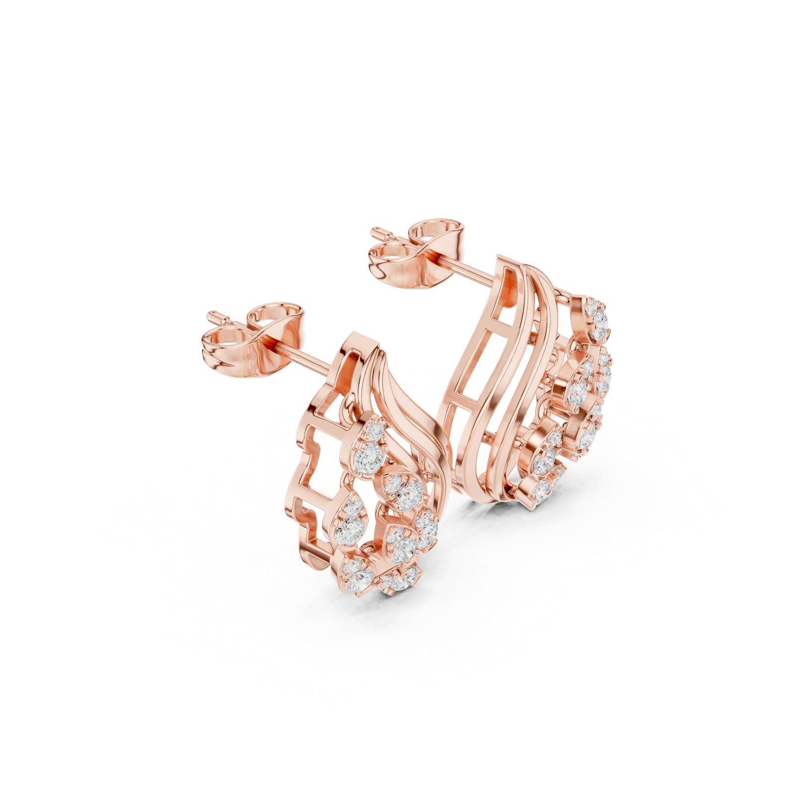 Gold Earrings 9-10013PE, Rose Gold, view 1