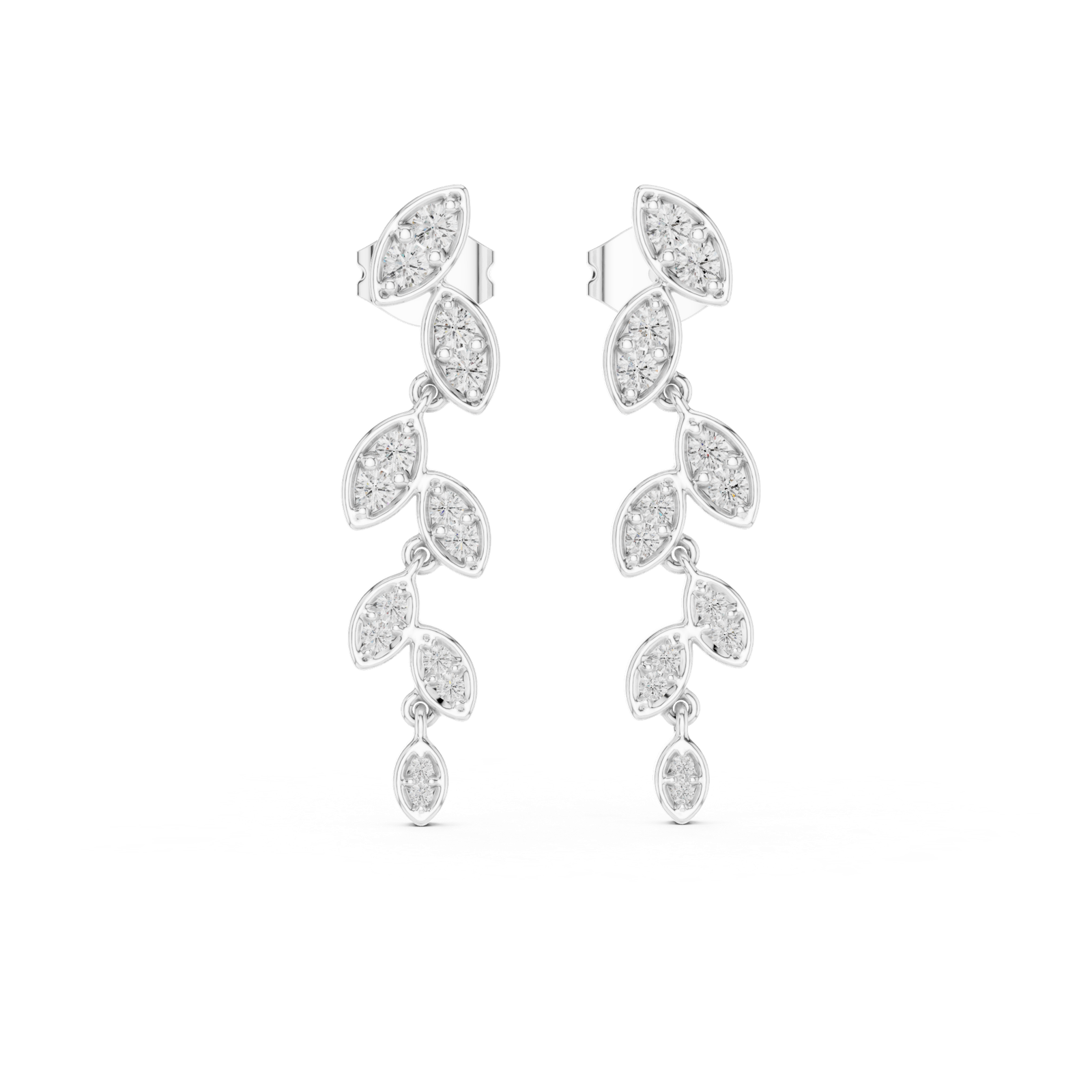 Gold Earrings GER-0375, White Gold